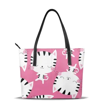 

Ladies Hand Tote Bag Cute White Cat Fashion Women Shoulder Bags Messenger Bags Female HandBag OLN