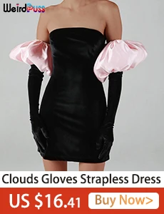 Weird Puss Women Strapless Velvet Dress Elastic Bodycon With  Clouds Gloves Birthday Vacation Party French Romantics Streetwear bridal shops near me