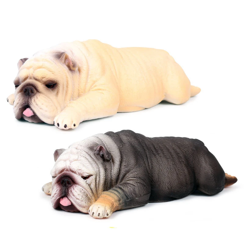 

Children Simulation Static Solid Wild Animal Model Large Sleeping English Bulldog Pet Dog Toy Collection Gift