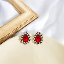 Новая мода простой ретро серьги Нежный Хрусталь жемчужная Сережка-гвоздик элегантный темперамент женские ювелирные изделия