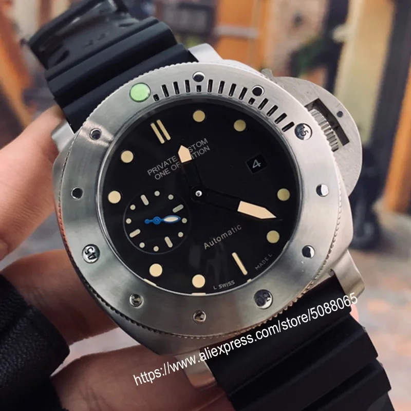 Автоматические часы PVD чехол автоматические черный циферблат военный кожаный