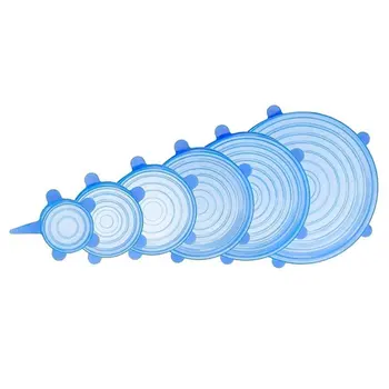 

6 Pieces Microwave Oven Heat-Resistant Fresh-Keeping Cover Silicone Bowl Cover Plate Dishes Sealing Lid Stretch Film