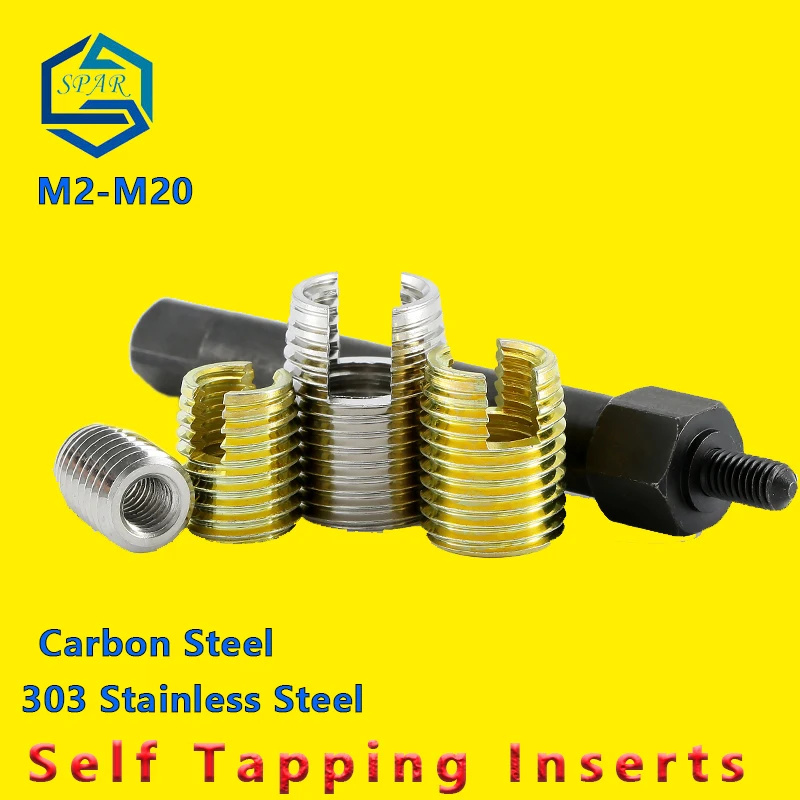 Threaded Metal Thread Repair Insert Self Tapping Inserts Slotted Screw