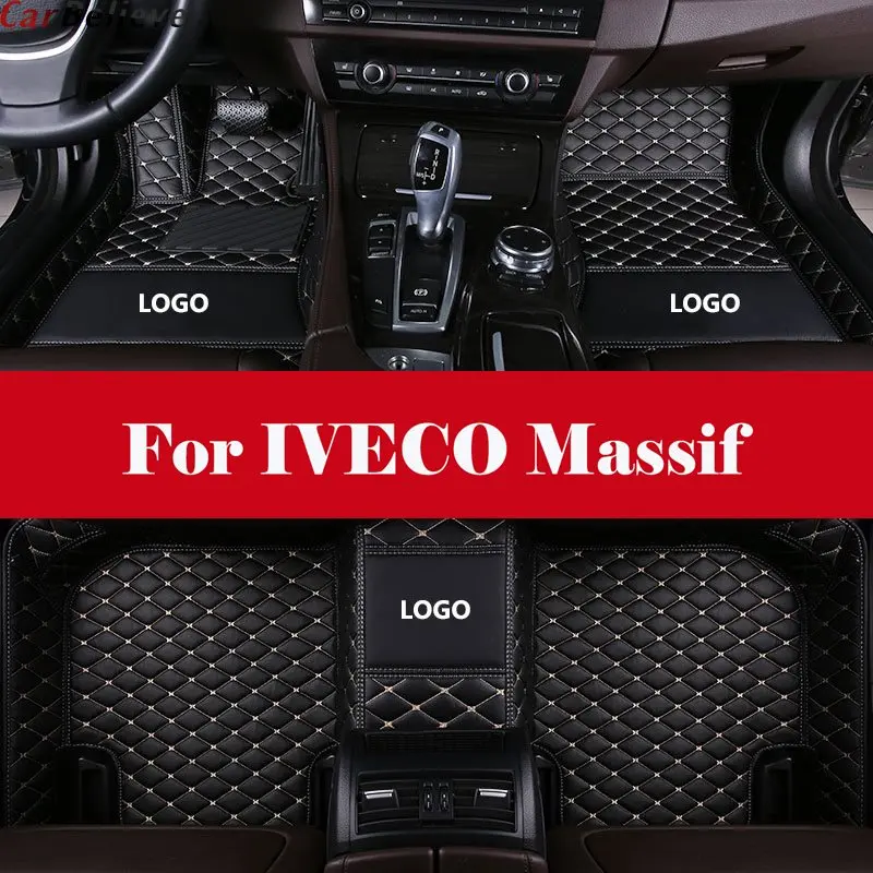 

Car Floor Mats Waterproof Leather Floor Mat +LOGO Car-styling Interior Car Carpet Floor Mat For IVECO Massif