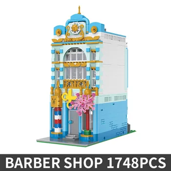 

1748PCS Streetview Building Blocks The MOC City Barbershop Model sets Assembly Bricks Kids Educational Toys Christmas Gifts