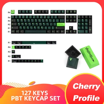

PBT Keycaps For Cherry Switch Mechanical Gaming Keyboard 127 Keys Wavez Sonic Keycap Suitable For 60/87/104/108 Keys Keyboard