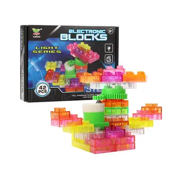 

42PCS Electric Rotating Light Energy Building Blocks Free Assembly Puzzle Assembling Toy With Colorful Light In Stock