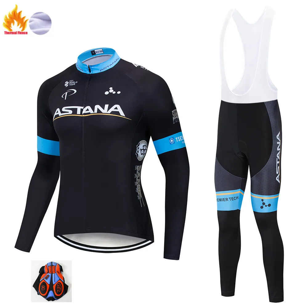Астана, Майо, Ropa Ciclismo Invierno, зимняя велосипедная Джерси, термальный флис, длинный рукав, комплект одежды для велоспорта, одежда для горного велосипеда - Цвет: Winter suit6