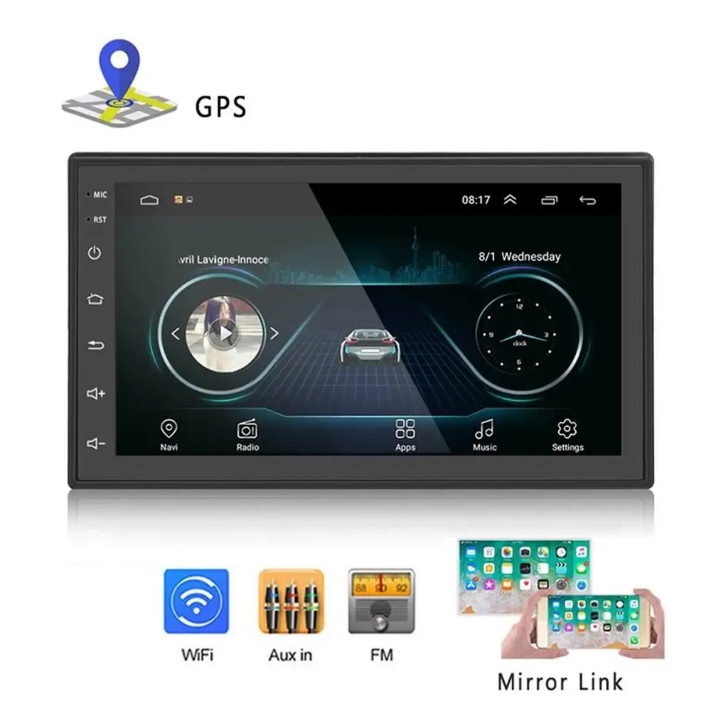 2 Din для радиоприемник для Android 7 дюймов gps навигация Голосовое управление MP5 Аудио стол из поликарбоната автомобильный мультимедийный плеер заднего вида резервного копирования