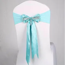 10 шт./партия, растягивающиеся пояса для стула со стразами, Эластичные Свадебные банкетные Галстуки-ленты, украшения для праздника в отеле