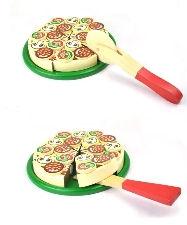 Моделирование деревянные игрушки пицца резки торты ролевые игры игрушки кухня образование продукты Классическая игра Монтессори