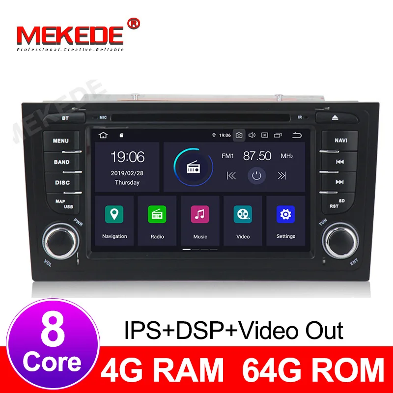 MEKEDE ips DSP 2 Din Android 9,0 автомобильный Радио gps автомобильный dvd-плеер для Audi A6 S4 RS6 1997-2004 с wifi BT аудио мультимедиа