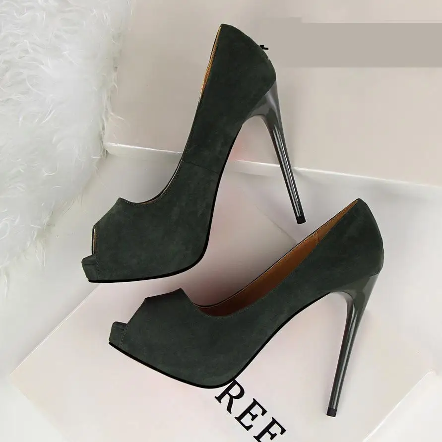 

Korean Style Simple Thin High Heel Shallow Mouth Platform Shoes Special Peep Toe Design Female Banquet Hig Heel Single Shoes