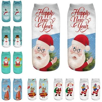

Christmas socks Women sock fashion lovely Harajuku носки с принтом Casual Work Business 3D Santa Elk Printing Medium Sports h5