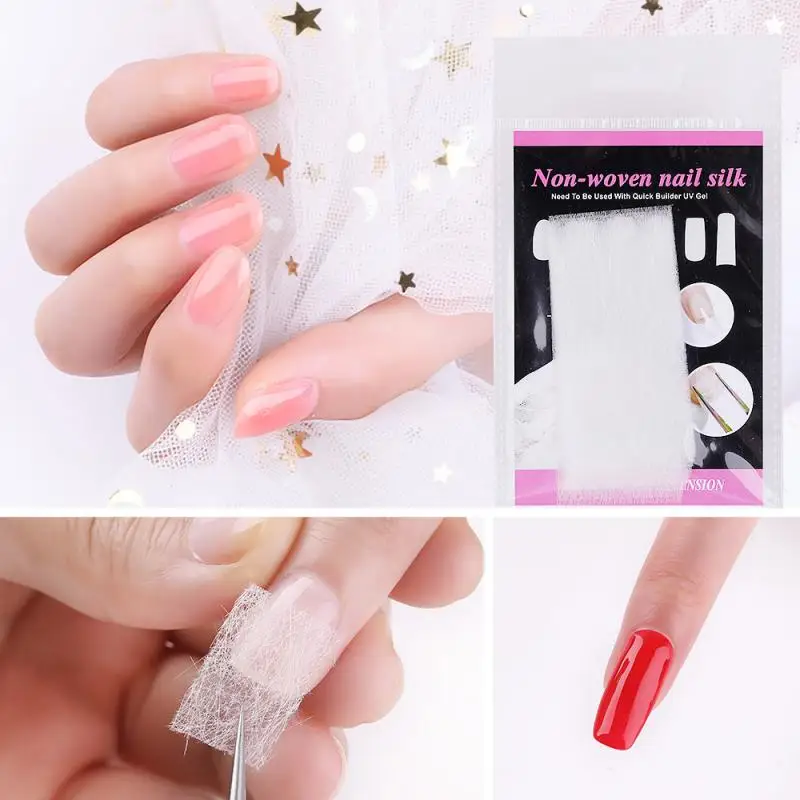 10/20pcs Silk Fiberglass Nail Extension Glue Form Nonwoven Silks Uv