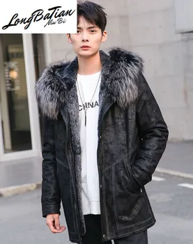 Preise Jacke Winter Männer Männer Kleidung Der 5XL Schaffell Echtes Leder Echt Rex Kaninchen Pelz Mantel Männliche Mit Kapuze Parkas Ropa LXR420