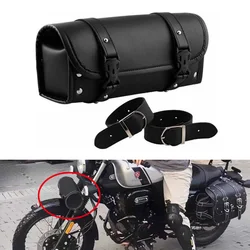 Motorcycle Saddlebags PU Leather Front Fork Tail Tool Bag Luggage (Black)