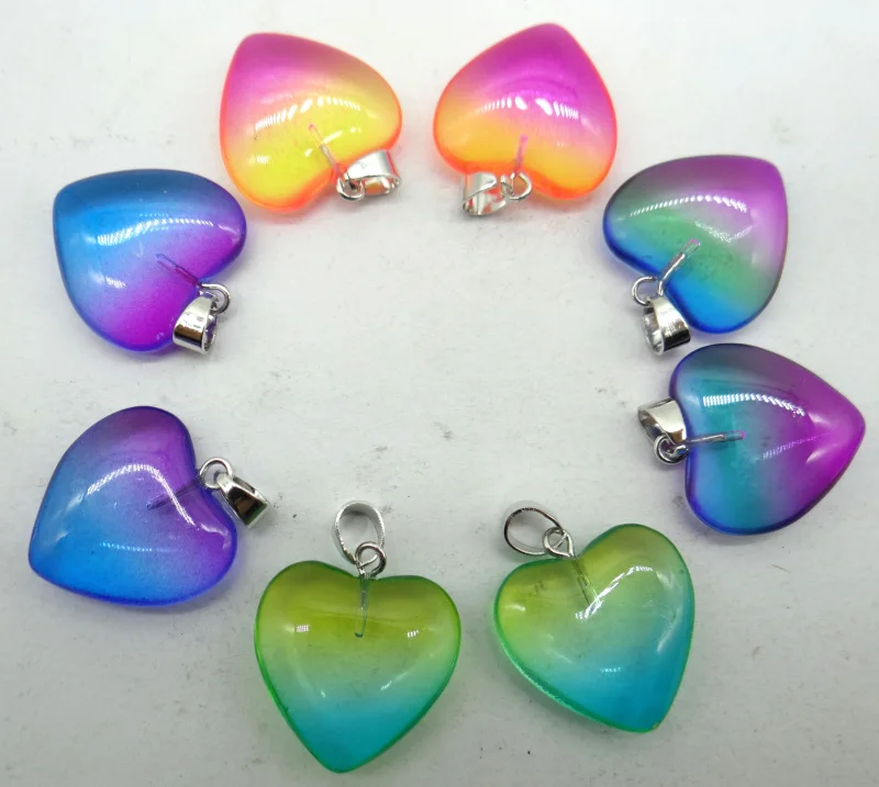 

Natural stone Quartz Crystal Turquoises Titanium Crystal Heart-shaped pendant for diy Jewelry making necklace Accessories 24PCS