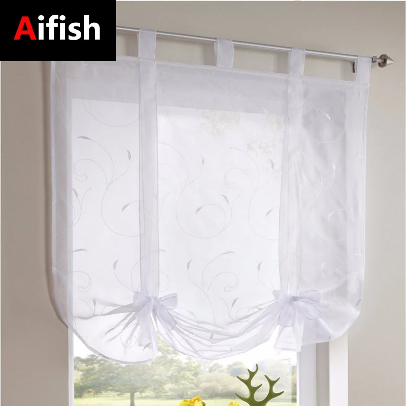 White Roman Curtain Grey European Perspective Yarn Drape Bow Tulle Suitable For Balcony Living Kitchen Room Decoration 4 | Дом и сад