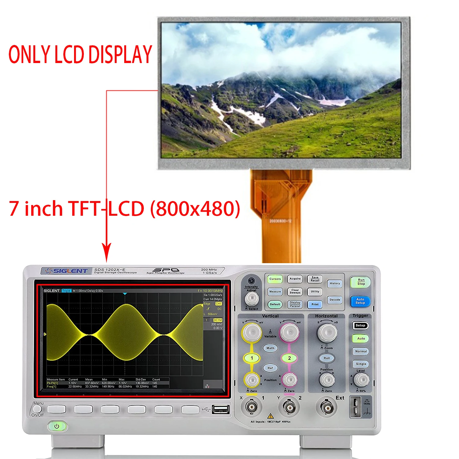 Tela Lcd para Substituição do Módulo Matriz Display Sds1202x-e Sds1204x-e Polegadas