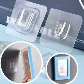 

6Pcs Strong Invisible Hook Pattern No Trace Hook Wall Hanging Kitchen Glue Creative Nail-free Suction Cup Home Storage Supplies