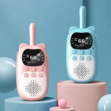 

ABS Plastic Cartoons Wireless Kids Walkie Talkies with FM Radio 1000 mAh LCD Flashlight Gifts for Children Girls Boys Hiking