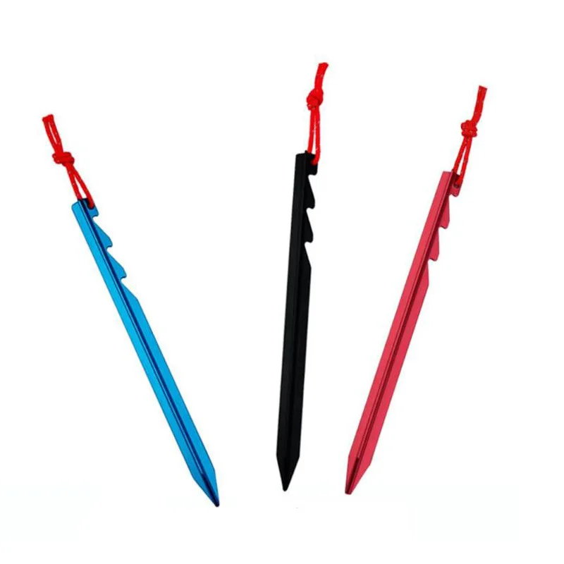 10Pcs Aluminum Alloy Tent Pegs Nails With Rope Lightweight Outdoor Camping Hiking Tent Stakes 4 Colors