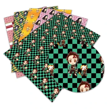 

DIY 30 cm x 136 cm Japanese style printed faux artificial Synthetic leather fabric hair bow 1piece