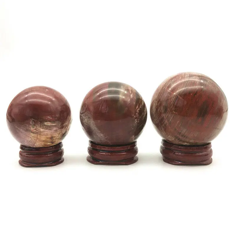 Прямая поставка 1 шт. натуральный окаменелый деревянный Silicified Crystal Sphere Ball энергетическое Исцеление украшения натуральные камни и кристаллы