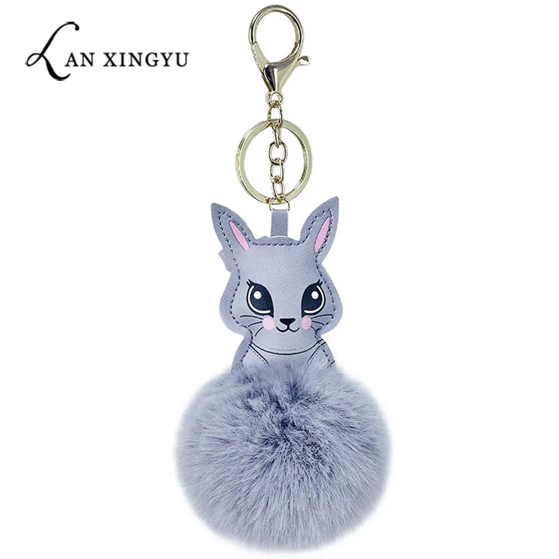 

New cute PU Rabbit Fur Ball Keyboard Fashion Lady Bag Hanger Imitating Rex Rabbit Fur