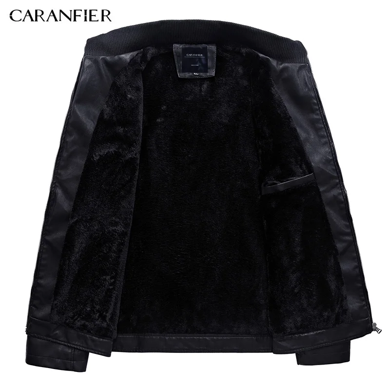 CARANFIER/2017 кожаная куртка для мужчин новая зимняя модная высококачественная