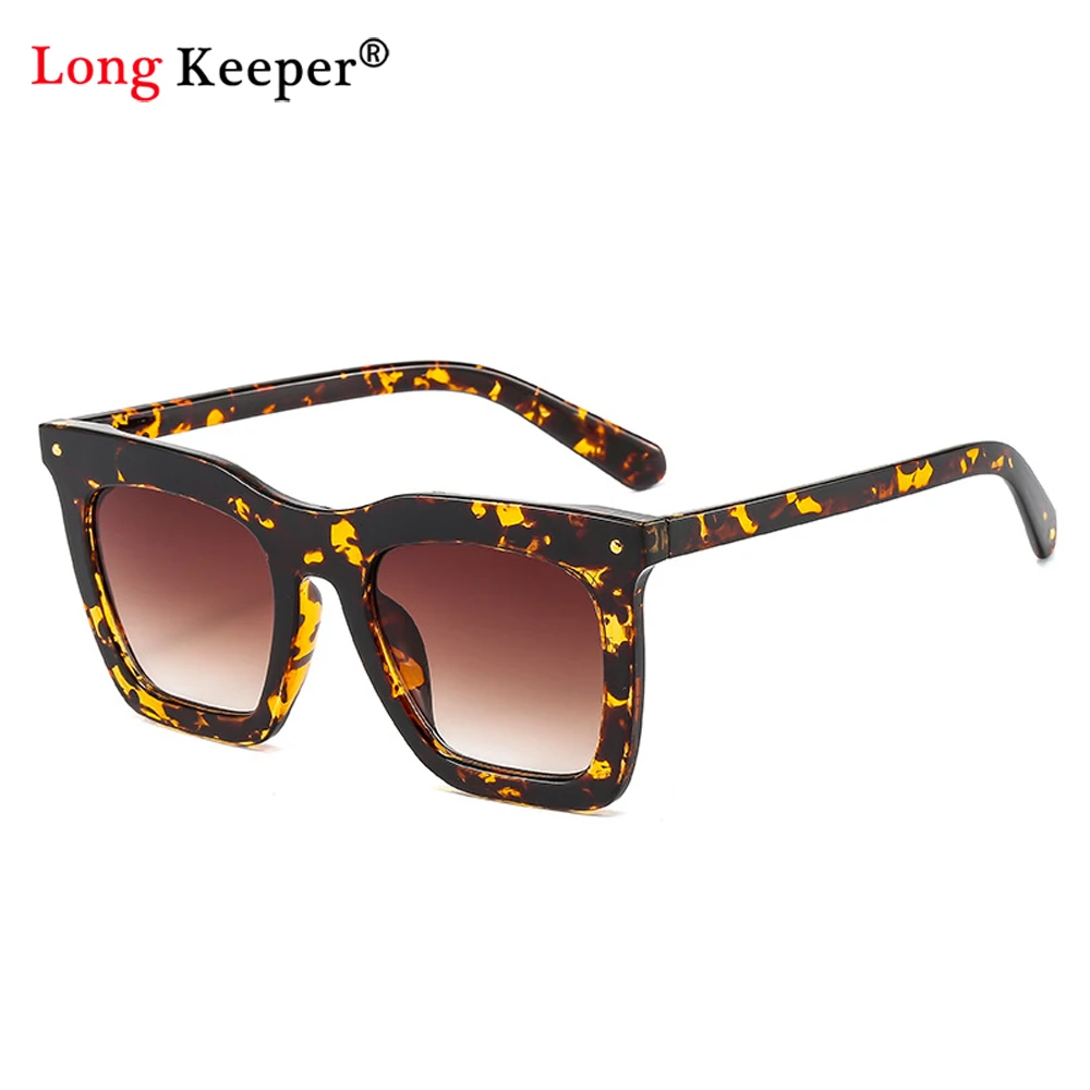

Women's Oversize Square Sunglasses 2021 Men Brand Design Vintage Flower Leopard Sun Glasses Male Female Eyewear UV400 Blue Black