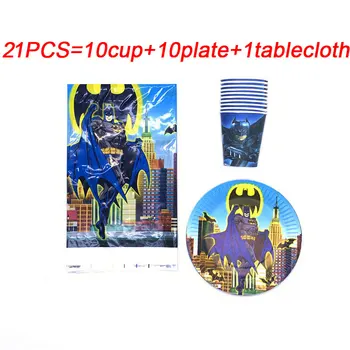 

Cartoon Superhero Batman Theme Birthday Party Supplies Set Disposable Tableware Plates/Cups/Tablecloth Baby Shower Party Decor