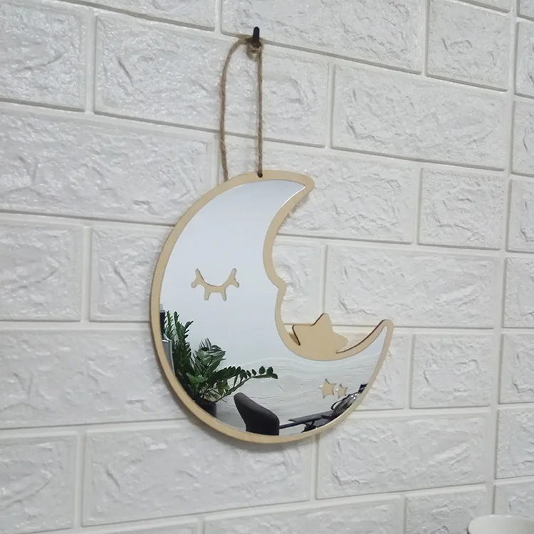 Diy деревянные зеркальные акриловые поделки креативная мультяшная наклейка луна