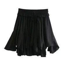 

Fashion Elastic Waist Sexy Irregular Ruffle Skirt Female Chiffon Elastic Elastic Waist Elegant Big Swing Skirt Joint Clothing