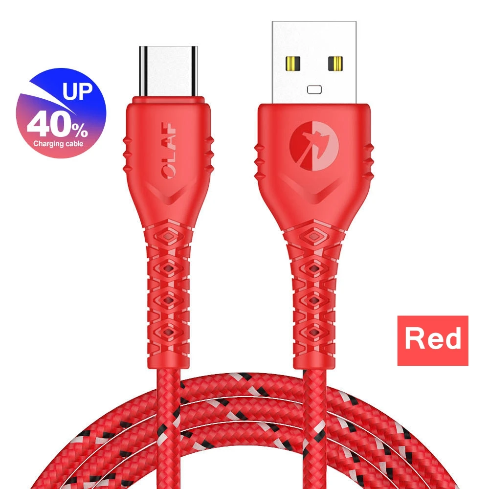 USB кабель для мобильного телефона 3 м 2 м 1 м Быстрая зарядка usb type C кабель для samsung зарядное устройство для передачи данных Micro USB кабель для huawei Xiaomi - Цвет: Red