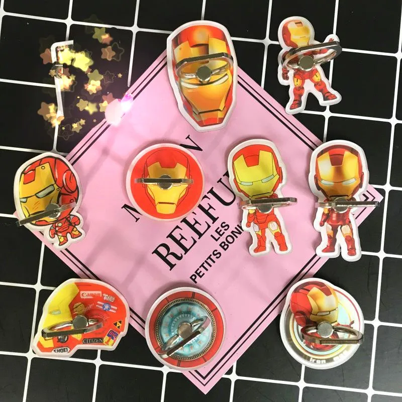 

2019 New Design 1 Piece Top Quality ABS Mobile Phone Finger Ring Holder Stand Cool Cartoon Iron Man Series Phone Ring Holder