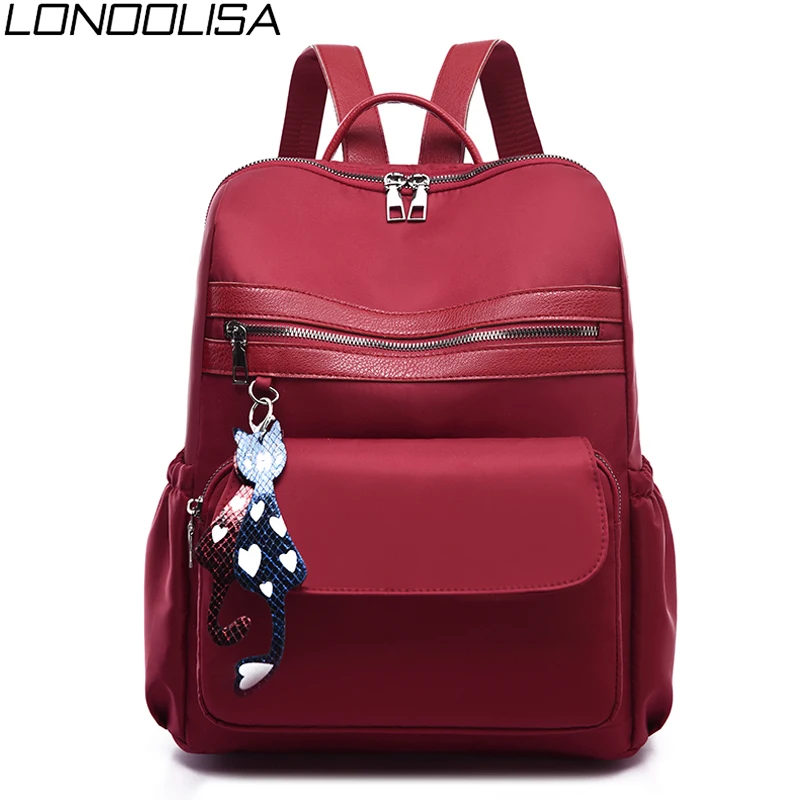 

Simple Women Oxford Backpack Mochila Feminina Cute Kitten Pendant School Bags for Teenage Girls Waterproof Ladies Travel Bagpack