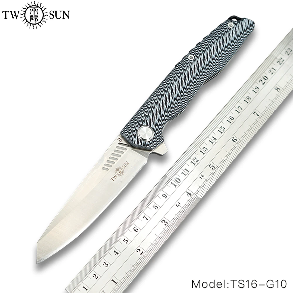

TWOSUN Knives D2 blade folding Pocket Knife tactical knife Survival hunting knives camping outdoor tool edc fast open G10 TS16