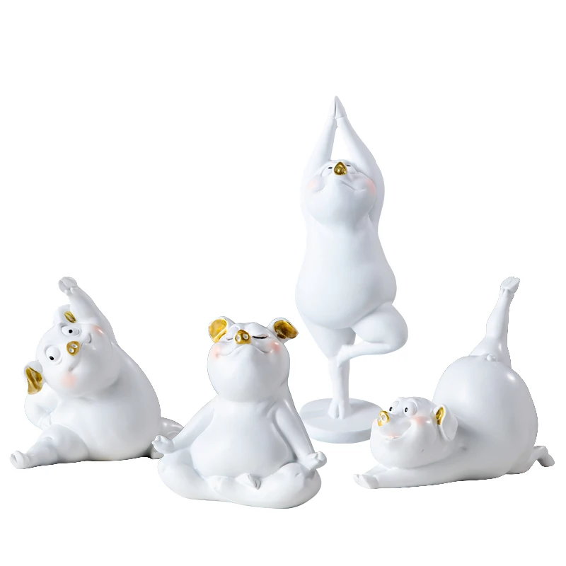 

Pig Yoga Cartoon Cute Ornaments Creative Ornaments Home Modern Simple Handmade Decorations Resin Charms Nordic Style Gift Deco B