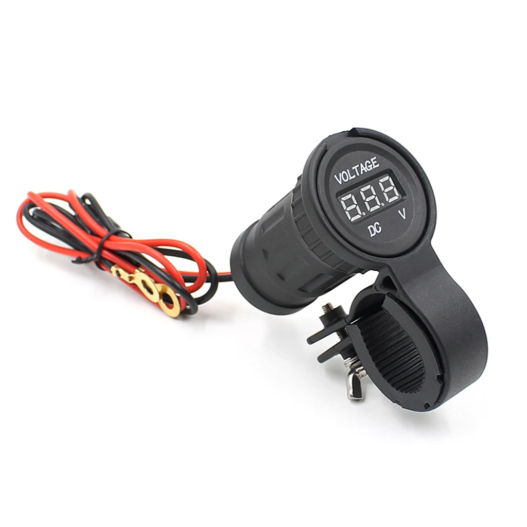 Motorcycle Red LED Digital Waterproof Voltmeter Gauge ATV 12V 10A Meter