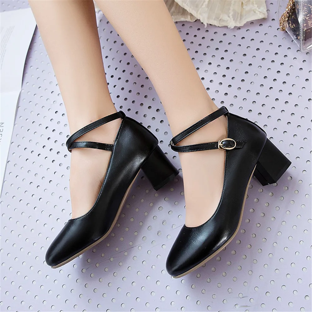 

LAPOLAKA Sweet PLus Size 30-43 Lady Chunky Heels Shoes Woman Casual Office Lady Date Spring Pumps Women Shoes