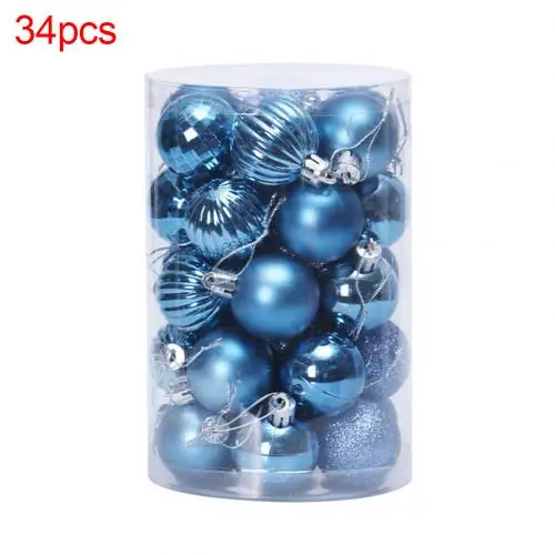 34 шт Рождественские шары покрытые безделушкой легкие висячие DIY орнамент с рождественской елкой домашние вечерние елочные украшения подарок - Цвет: Light Blue