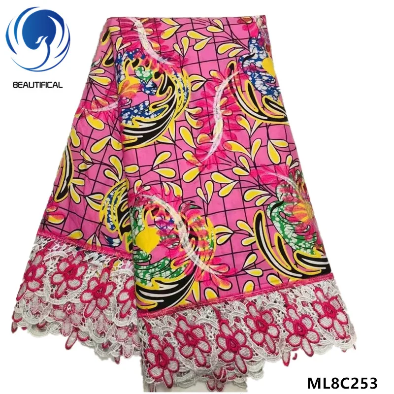 

BEAUTIFICAL Lace Color African Wax with Lace Guipure Prints Wax Cord Lace Dress Sewing Tissu 2019 New Wax Laces ML8C253-259