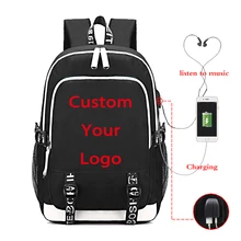 

Customize Logo Image Link Backpack Women Men Multifunction USB Charging Laptop Backpacks School Travel Bags Boys Girl schoolbags