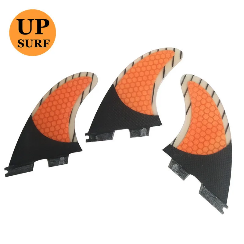 Двойные вкладки 2 M/L плавник с Сотами Carbon Tri-Set Fin оранжевого цвета двойные плавника
