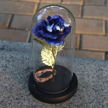 

Beauty and Beast Red Rose In A Glass Dome On A Wooden Base For Valentine's Gifts LED Rose Lamp Christmas