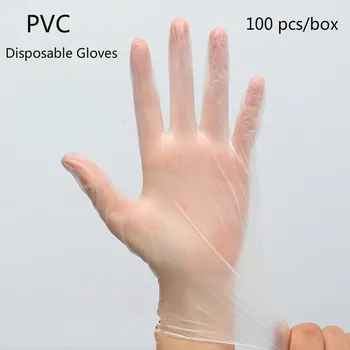 

100 Environmental Protection PVC Disposable Gloves Transparent Food Grade Fingerprint Touch Screen Protection Tattoo Accessories