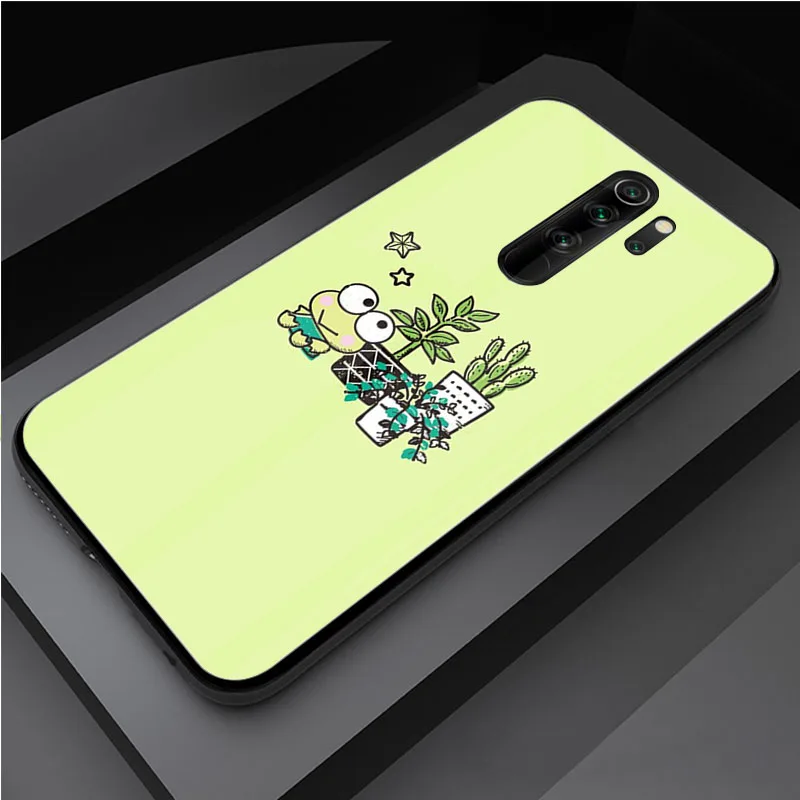 Cute green frog Keroppi DIY Tempered Glass Phone Case for Redmi 7A 8 9 NOTE 9 8 7 6 Pro Luxury printed cover shell case for xiaomi