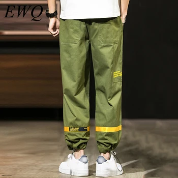 

EWQ / men's wear casual Pants for Male Loose Directly many Pockets Overalls letter printting Trousers 2020 spring new 9Y1427